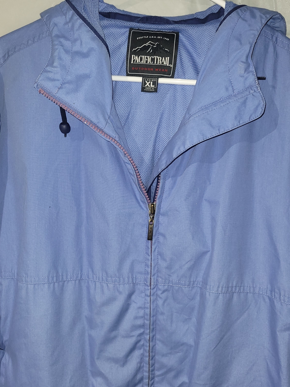 Pacific Trail Women's Light Blue Hooded Windbreaker Jacket Size XL